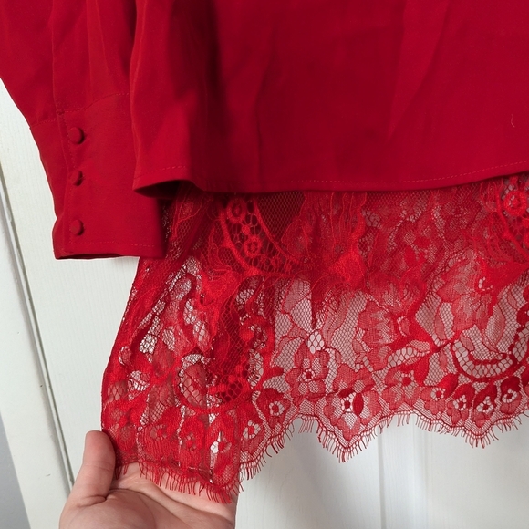 NWT Rebel Wilson × Angels 2-Piece Red Eyelash Lace Camisole & Blouse Set Size 2X - Picture 6 of 11